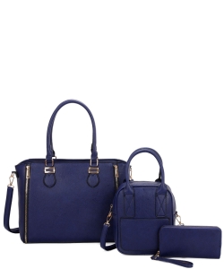 Fashion Zipper 3-in-1 Satchel Set LF22504T3 BLUE